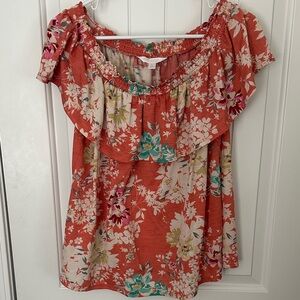 Lauren Conrad Floral Off-Shoulder Top - Orange